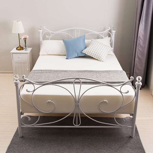 Lily Manor Nance Stunning White 4Ft6 Double Metal Bed Frame With